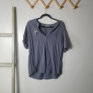 PERSEPTION CONCEPT WOMEN'S BLUISH GRAY WITH WHITE BLOUSE SIZE XL